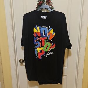 HIP HOP AHP Tee Shirt Says NONSTOP Colored Letters 4X Black Background